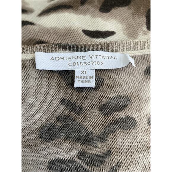 Adrienne Vittadini Sweater Top Animal Print V Neck Long Sleeve Pullover … - Picture 4 of 5